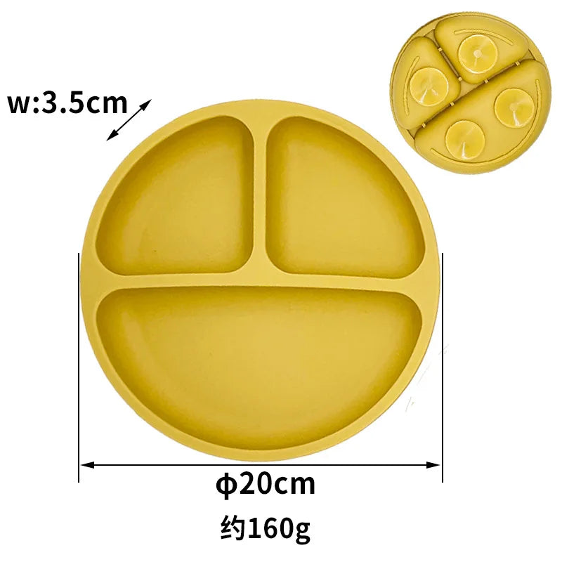 Silicone Suction Plate with Lid - Divided Baby Feeding Dish