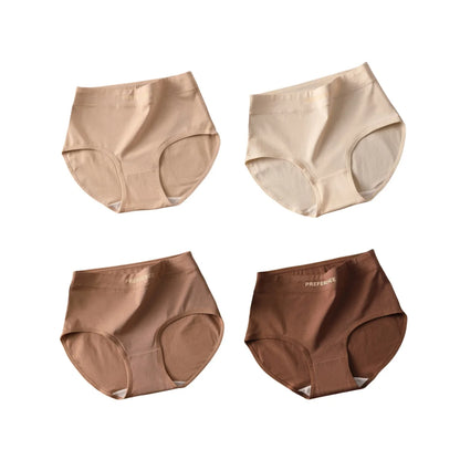 High Waist Cotton Briefs for Women - Breathable Comfort Pack (4 Pieces)