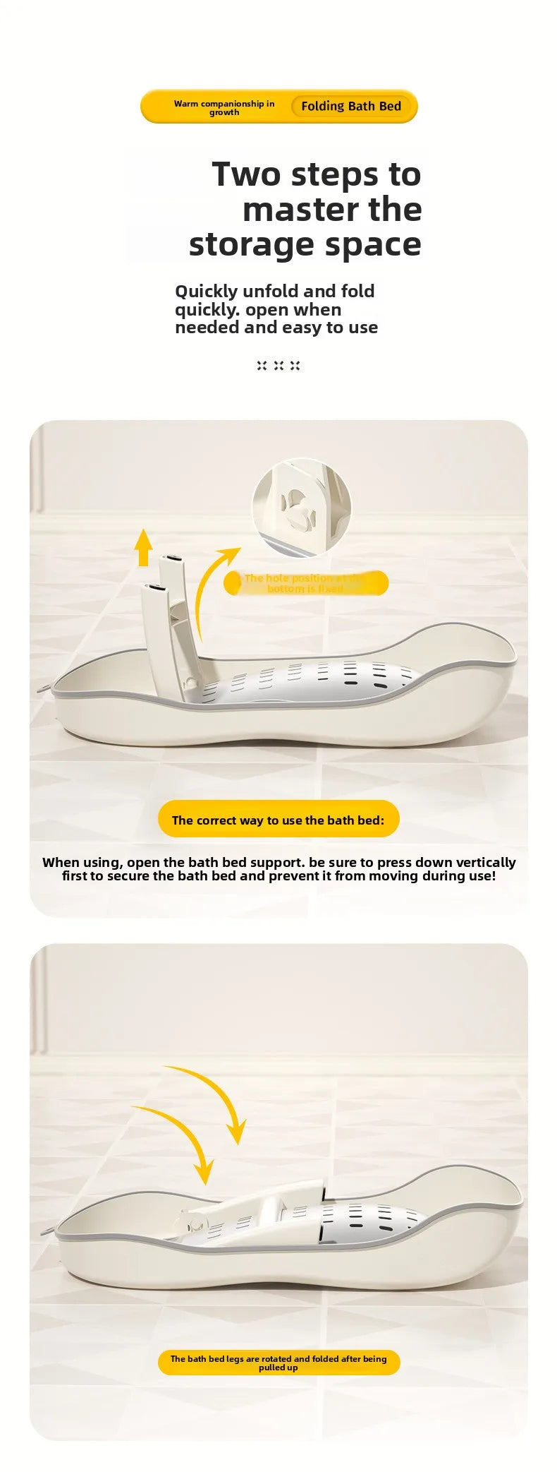 Newborn Bath Seat - Convertible Sit & Lie Bath Rack with Temperature Sensor