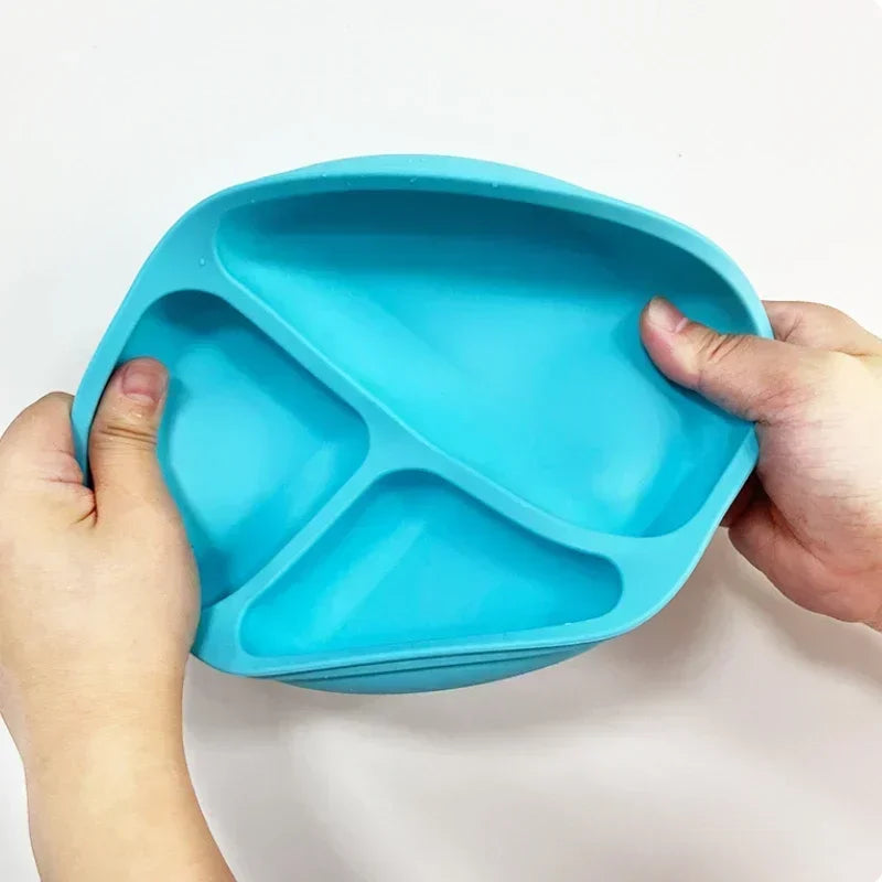 Silicone Suction Plate with Lid - Divided Baby Feeding Dish