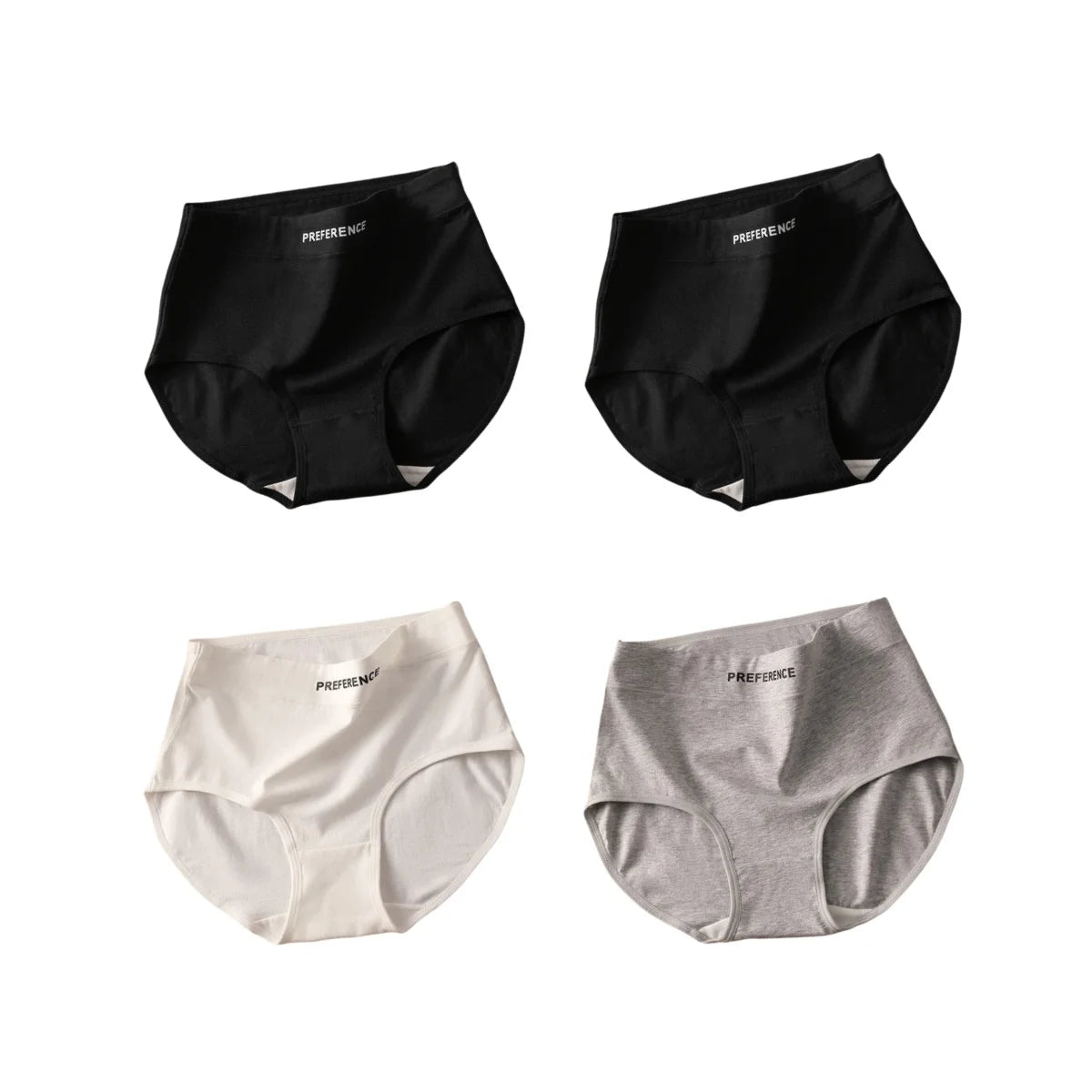 High Waist Cotton Briefs for Women - Breathable Comfort Pack (4 Pieces)