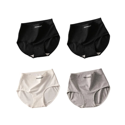 High Waist Cotton Briefs for Women - Breathable Comfort Pack (4 Pieces)