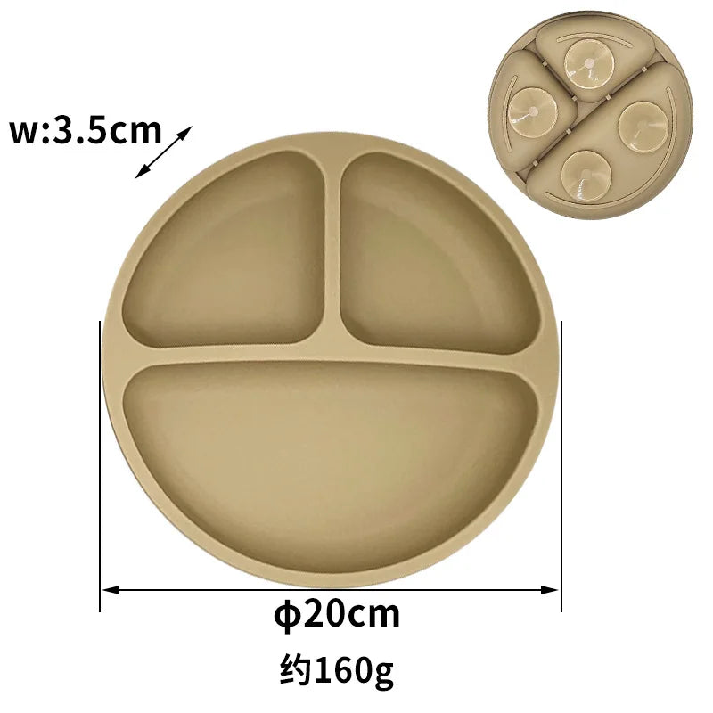 Silicone Suction Plate with Lid - Divided Baby Feeding Dish