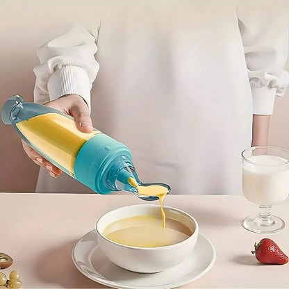 Silicone Squeeze Feeding Bottle with Spoon - 90ml Portable Baby Feeder