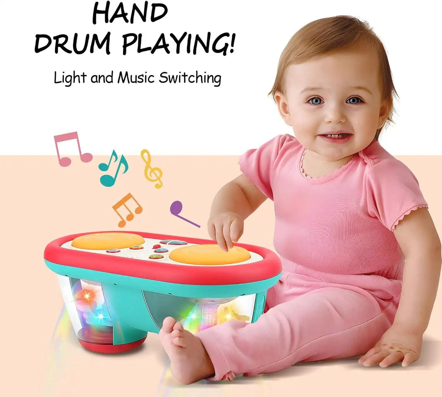 Musical Hand Drum Toy with Lights & Sounds - Interactive Learning Instrument