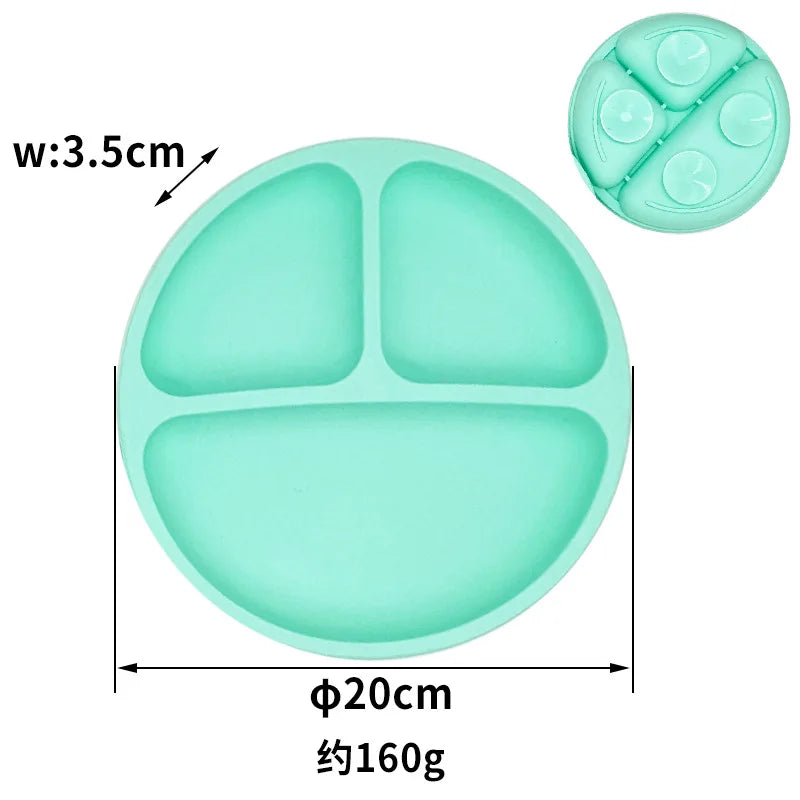 Silicone Suction Plate with Lid - Divided Baby Feeding Dish