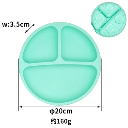 Silicone Suction Plate with Lid - Divided Baby Feeding Dish