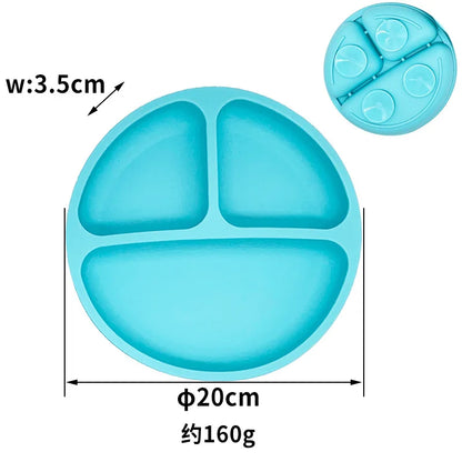 Silicone Suction Plate with Lid - Divided Baby Feeding Dish