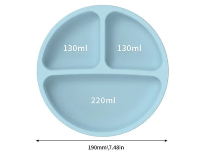 Silicone Suction Plate with Lid - Divided Baby Feeding Dish