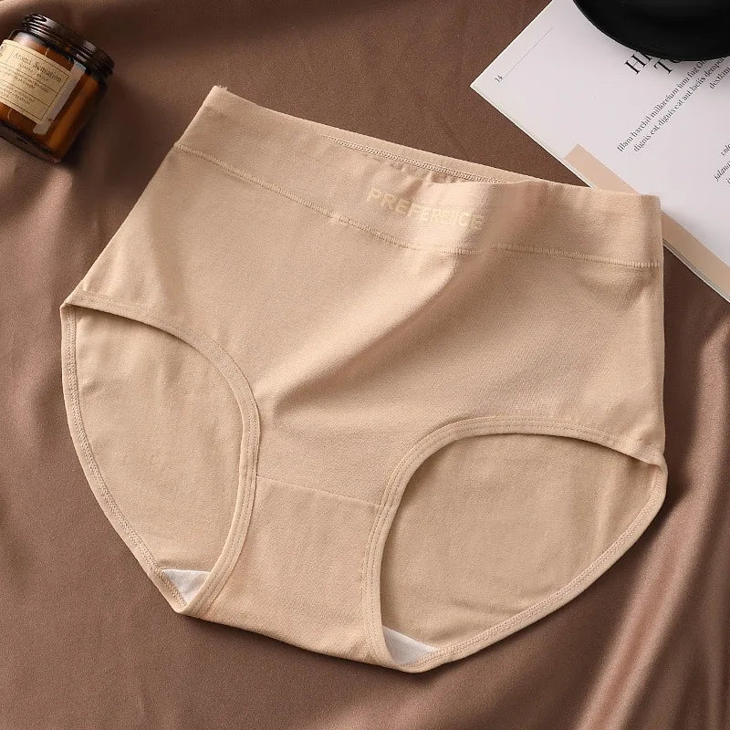 High Waist Cotton Briefs for Women - Breathable Comfort Pack (4 Pieces)