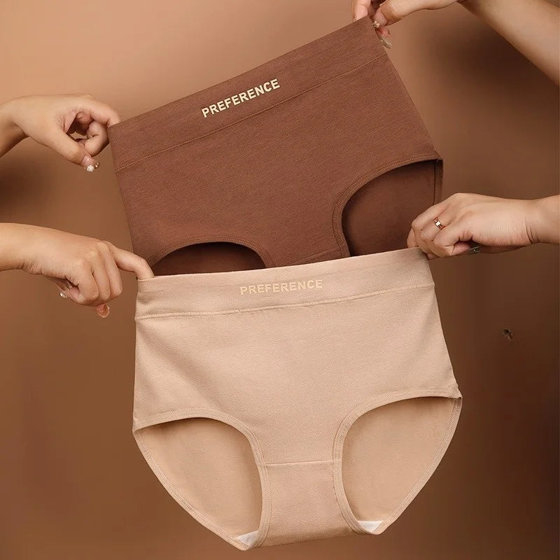 High Waist Cotton Briefs for Women - Breathable Comfort Pack (4 Pieces)