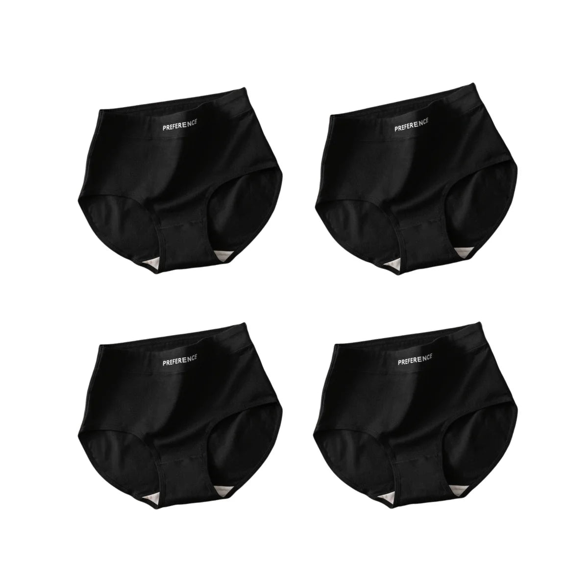 High Waist Cotton Briefs for Women - Breathable Comfort Pack (4 Pieces)