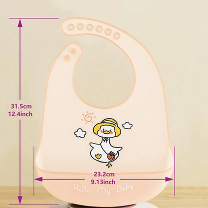 Silicone Baby Bib - Waterproof with Food Catcher Pocket