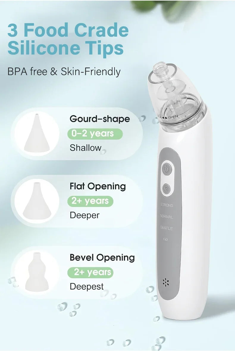 Electric Baby Nasal Aspirator - Automatic Nose Cleaner with Music & 3 Tips