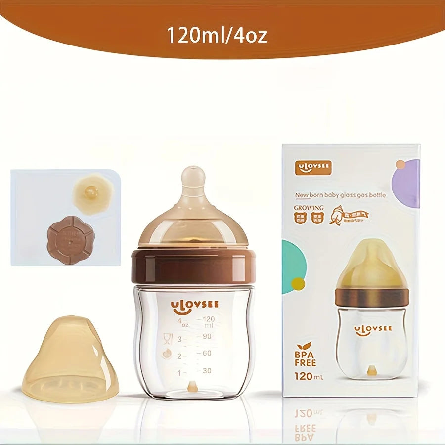 Glass Baby Bottle - 240ml Wide-Neck Anti-Colic Bottle