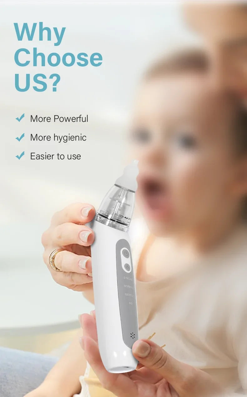 Electric Baby Nasal Aspirator - Automatic Nose Cleaner with Music & 3 Tips