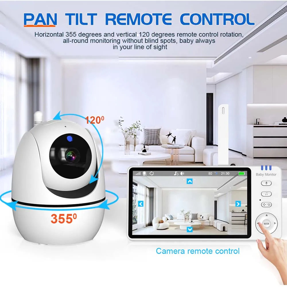 Premium 5" HD Video Baby Monitor with Temperature Sensor & Night Vision
