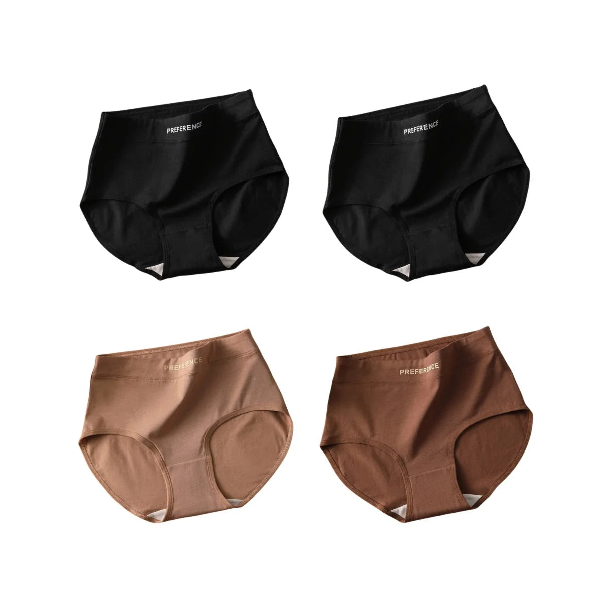 High Waist Cotton Briefs for Women - Breathable Comfort Pack (4 Pieces)