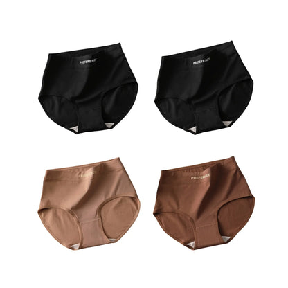 High Waist Cotton Briefs for Women - Breathable Comfort Pack (4 Pieces)