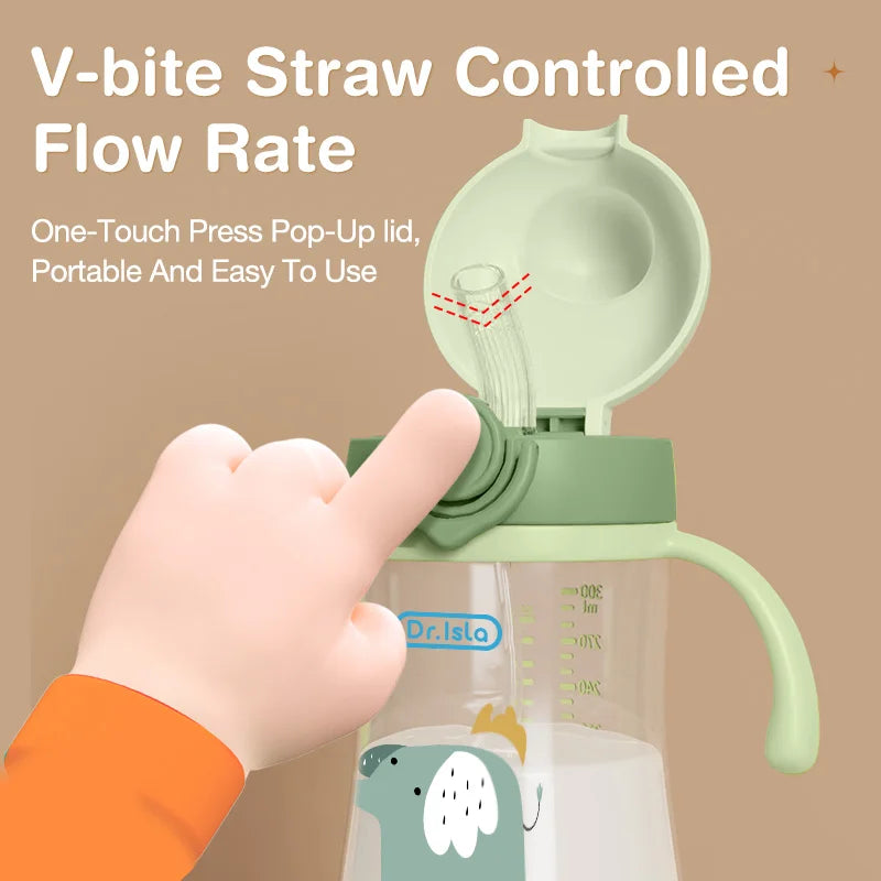 Baby Training Cup with Straw - 300ml BPA-Free Sippy Cup with Handles