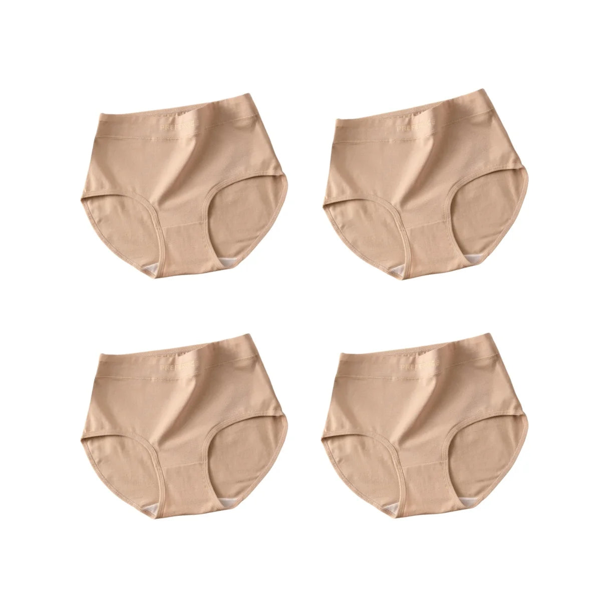 High Waist Cotton Briefs for Women - Breathable Comfort Pack (4 Pieces)