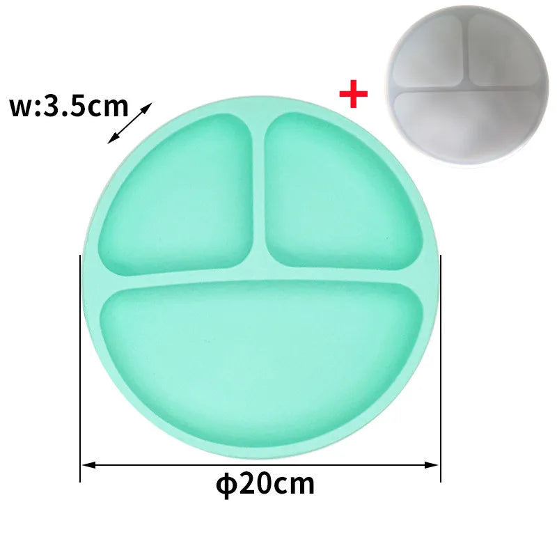 Silicone Suction Plate with Lid - Divided Baby Feeding Dish