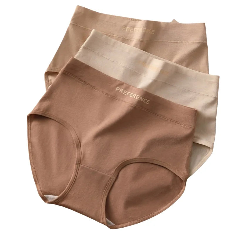 High Waist Cotton Briefs for Women - Breathable Comfort Pack (4 Pieces)