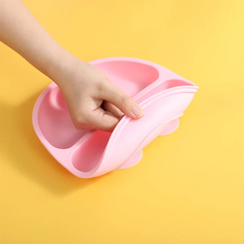 Silicone Suction Plate with Lid - Divided Baby Feeding Dish