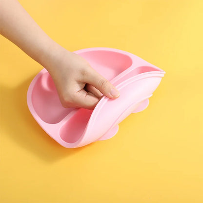 Silicone Suction Plate with Lid - Divided Baby Feeding Dish