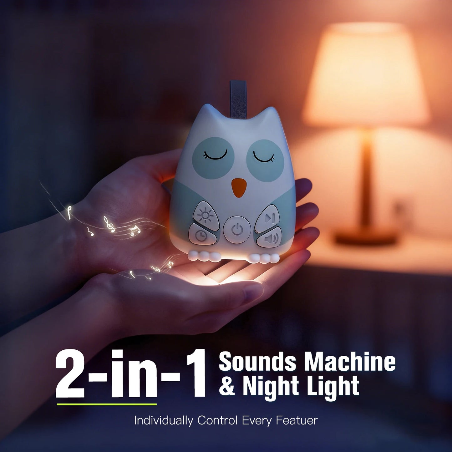 Portable White Noise Sound Machine with Cry Sensor & Night Light