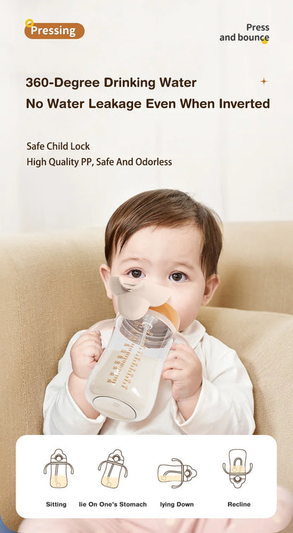 Baby Training Cup with Straw - 300ml BPA-Free Sippy Cup with Handles