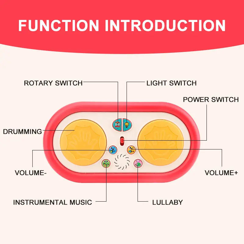 Musical Hand Drum Toy with Lights & Sounds - Interactive Learning Instrument