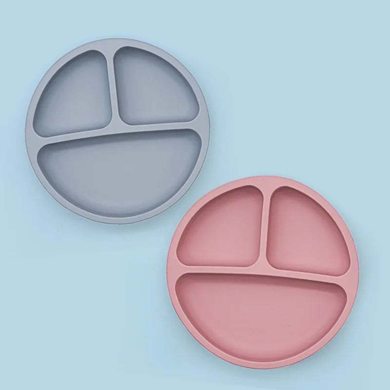 Silicone Baby Feeding Set - Suction Plate, Spoon, Fork & Bib