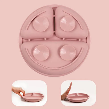 Silicone Baby Feeding Set - Suction Plate, Spoon, Fork & Bib
