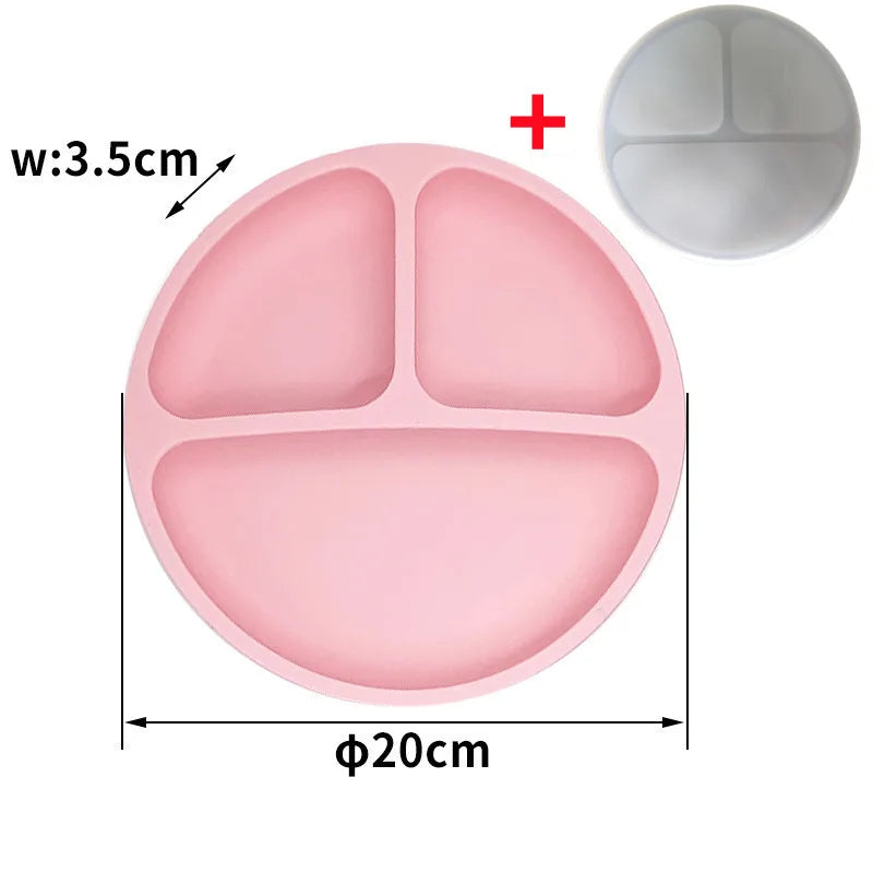 Silicone Suction Plate with Lid - Divided Baby Feeding Dish