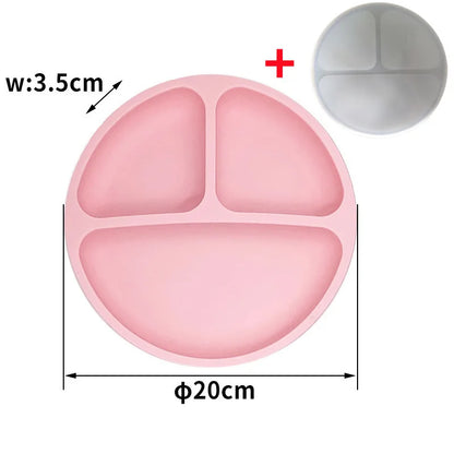 Silicone Suction Plate with Lid - Divided Baby Feeding Dish
