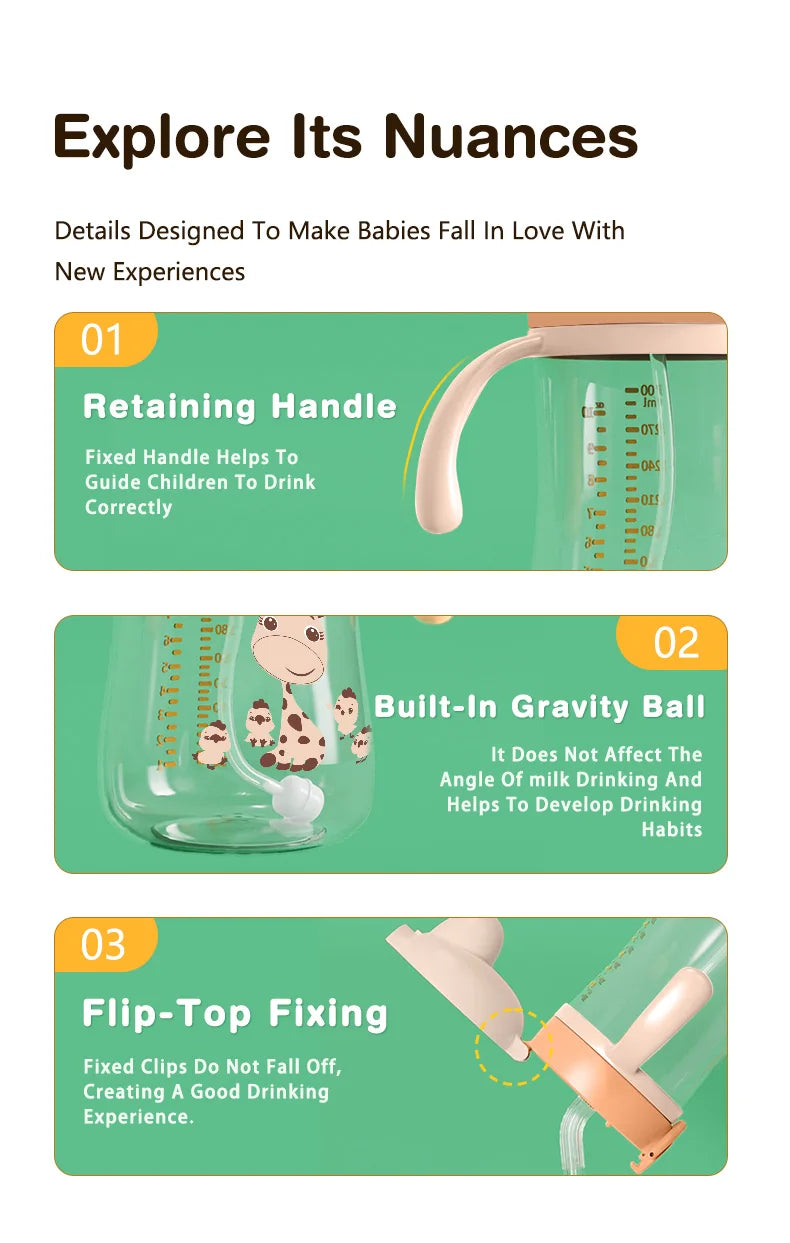 Baby Training Cup with Straw - 300ml BPA-Free Sippy Cup with Handles