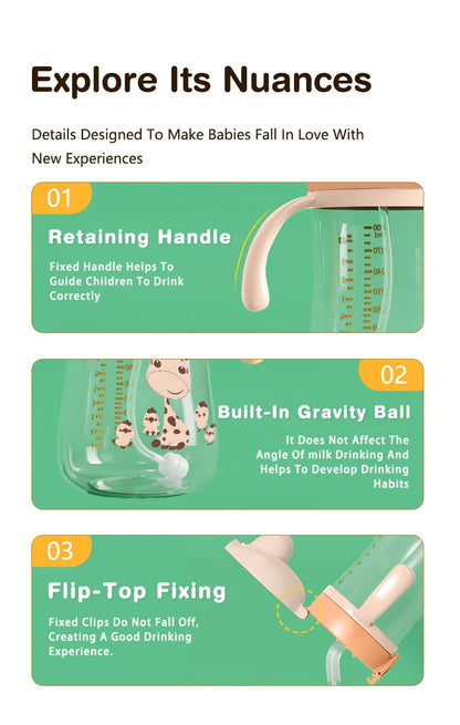 Baby Training Cup with Straw - 300ml BPA-Free Sippy Cup with Handles