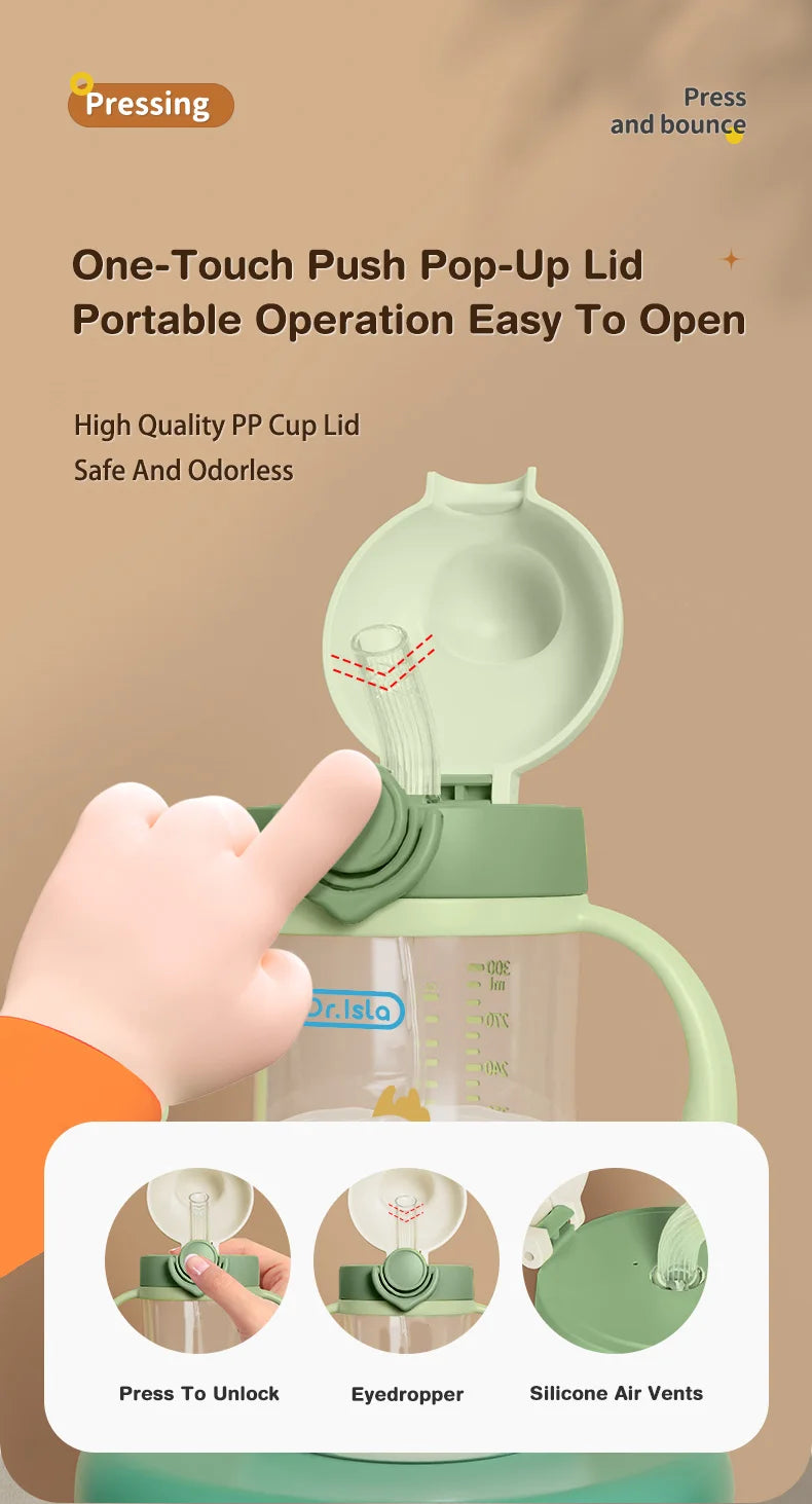 Baby Training Cup with Straw - 300ml BPA-Free Sippy Cup with Handles