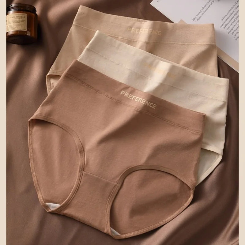 High Waist Cotton Briefs for Women - Breathable Comfort Pack (4 Pieces)