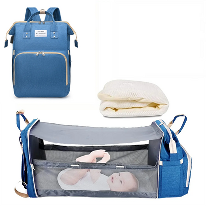 3-in-1 Diaper Bag Backpack with Foldable Bed