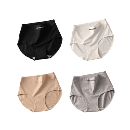 High Waist Cotton Briefs for Women - Breathable Comfort Pack (4 Pieces)