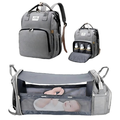 3-in-1 Diaper Bag Backpack with Foldable Bed