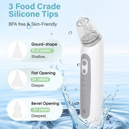 Electric Baby Nasal Aspirator - Automatic Nose Cleaner with Music & 3 Tips