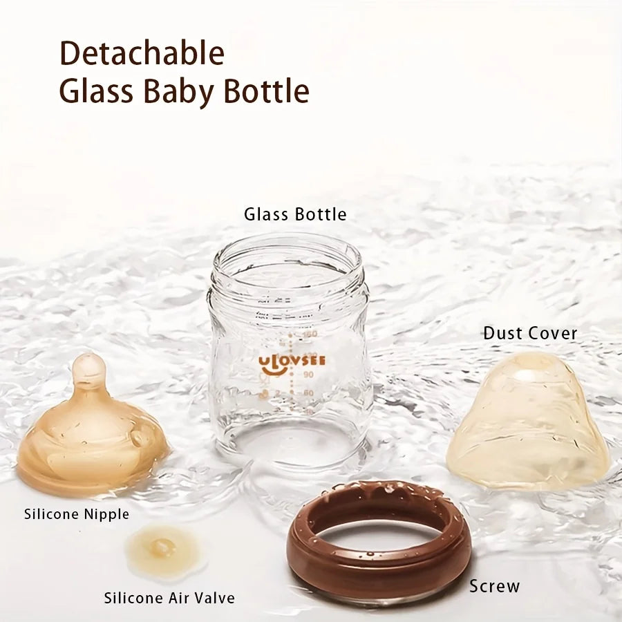 Glass Baby Bottle - 240ml Wide-Neck Anti-Colic Bottle