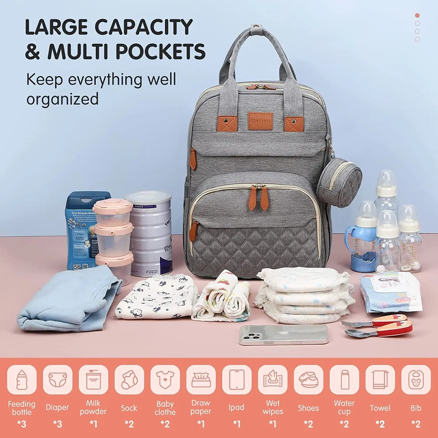 3-in-1 Diaper Bag Backpack with Foldable Bed