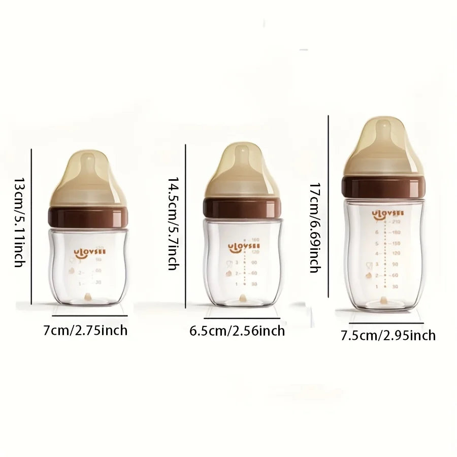 Glass Baby Bottle - 240ml Wide-Neck Anti-Colic Bottle