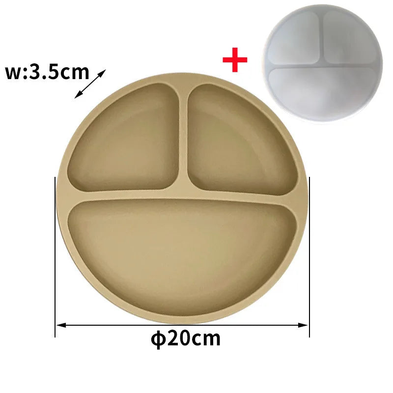 Silicone Suction Plate with Lid - Divided Baby Feeding Dish