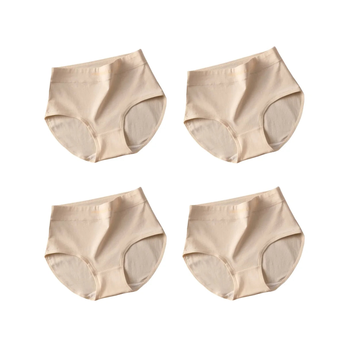 High Waist Cotton Briefs for Women - Breathable Comfort Pack (4 Pieces)