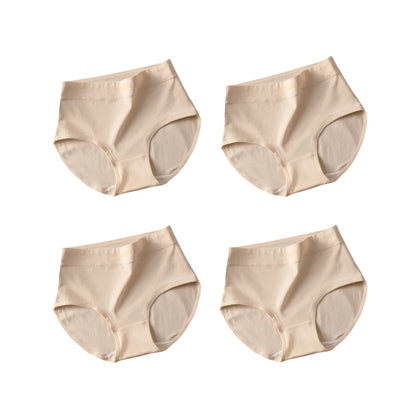 High Waist Cotton Briefs for Women - Breathable Comfort Pack (4 Pieces)